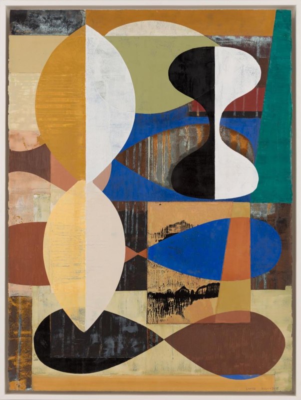 NUMBER 6, oil, collage on paper, 30 x 22 in.