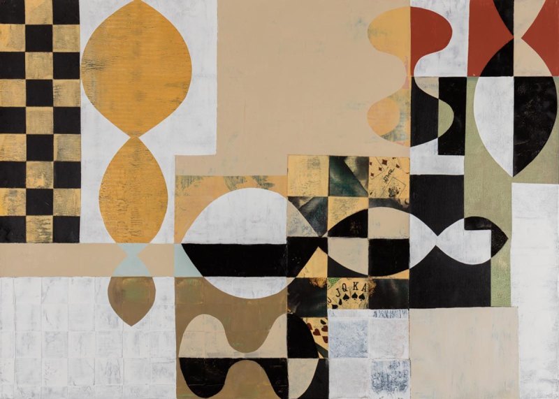 NUMBER 30, oil, collage on paper, 31 x 43 in.