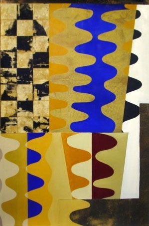 330-op96-04JL, oil, collage on paper, 42 x 3 0 in.