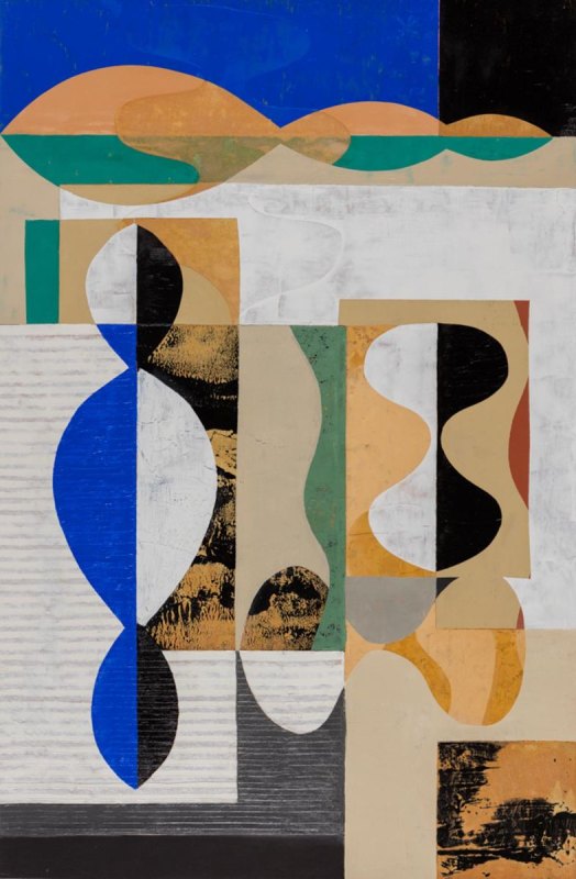 NUMBER 32, oil, collage on paper, 39 x 26 in.
