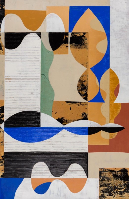 NUMBER 33, oil, collage on paper, 39 x 26 in.
