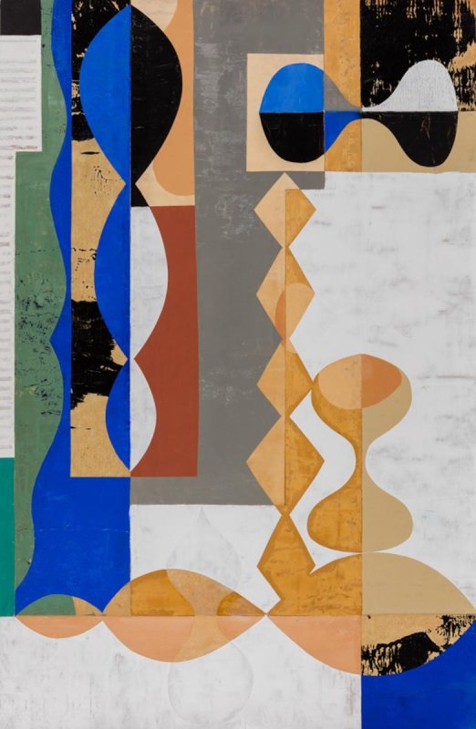NUMBER 35, oil, collage on paper, 39 x 26 in.