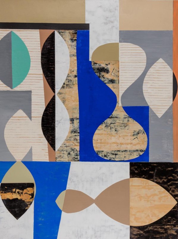 NUMBER 26, oil, collage on paper, 49 x 37 in.