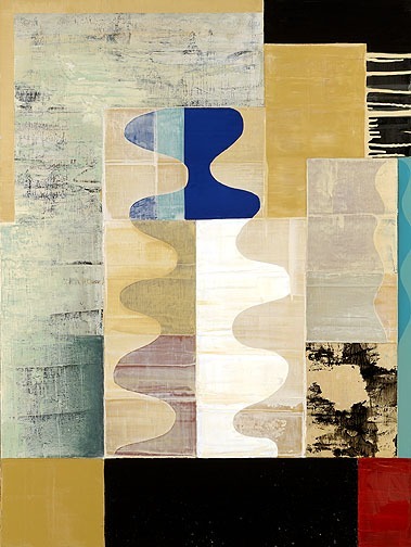 RARITAN 2, oil, collage on paper, 48 x 36 in.