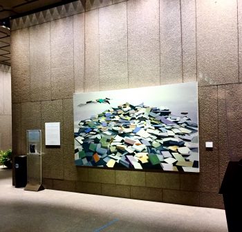 ABANDONED BOOKS 2, installation, oil on canvas, 72 x 120 in.