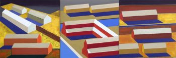 CARGO SHEDS triptych 2, 20 x 60 in.