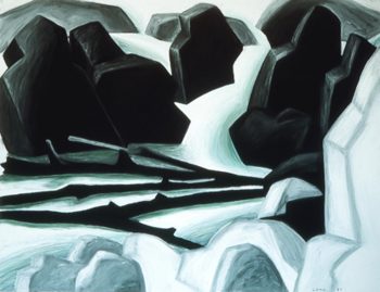 TUOLUMNE LOG JAM, oil stick on paper, 45 x 60 in.