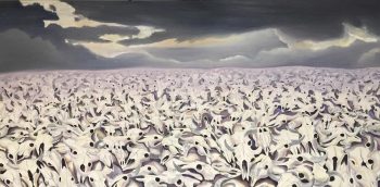 BISON REQUIEM,  oil on canvas, 44 x 88 in. Fresno Art Museum