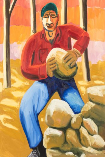 MAN WITH ROCK, 60 x 40 in.
