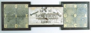 NAVAL INSIGNIA, mixed media on panels, 26.5 x 80.5 in.