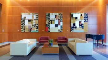 RINGOES, BIVALVE and BAMBAM installation, oil on canvas, 83 x 72 in. each