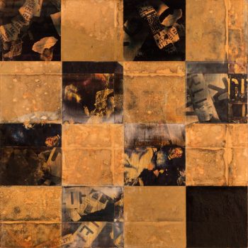 SIXTEEN SQUARES, oil on panel, 36 x 36 in. **