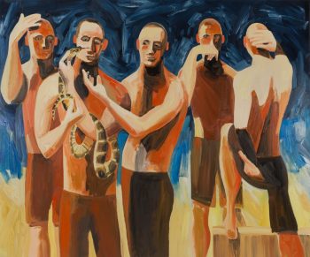 SNAKE HANDLERS, oil on canvas, 60 x 72 in.