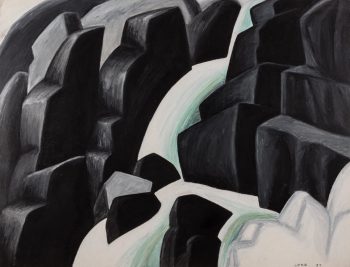 TUOLUMNE FALLS, oil stick on paper, 45 x 60 in.