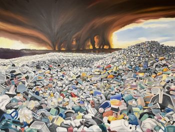 LANDFILL & WILDFIRE SMOKE, oil on canvas 72 x 120 in. Fresno Art Museum