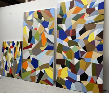 MOSAIC 6, 4 & 5, oil on canvas, 48 x 36 in, 88 x 44 in, 84 x 42 in.