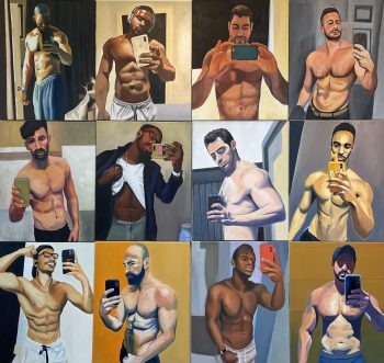 SELFIES (12), oil on canvas, 60 x 64 in.